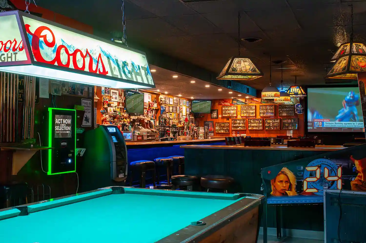 View of Bar from Side of Pool Table