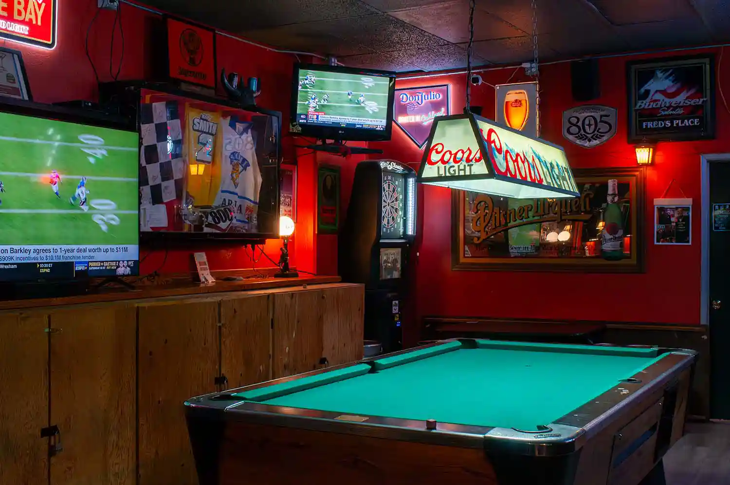 View of Bar from Behind Pool Table